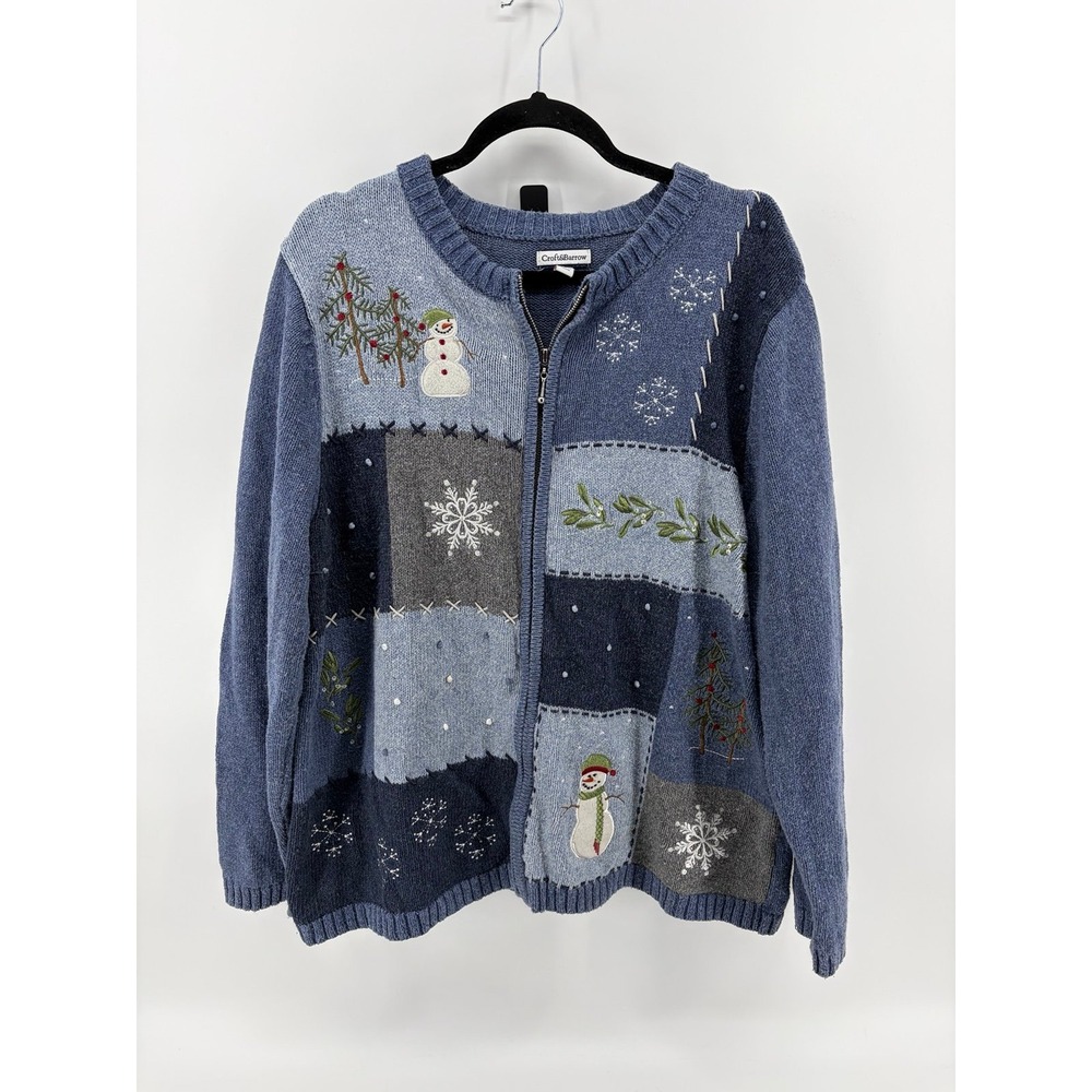 Croft & Barrow, Let It Snow Winter/Christmas Sweater, Blue Snowmen, Plus Size 1X